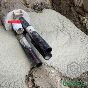 CJTherm thermal grout venting out of the annulus on an HDD.