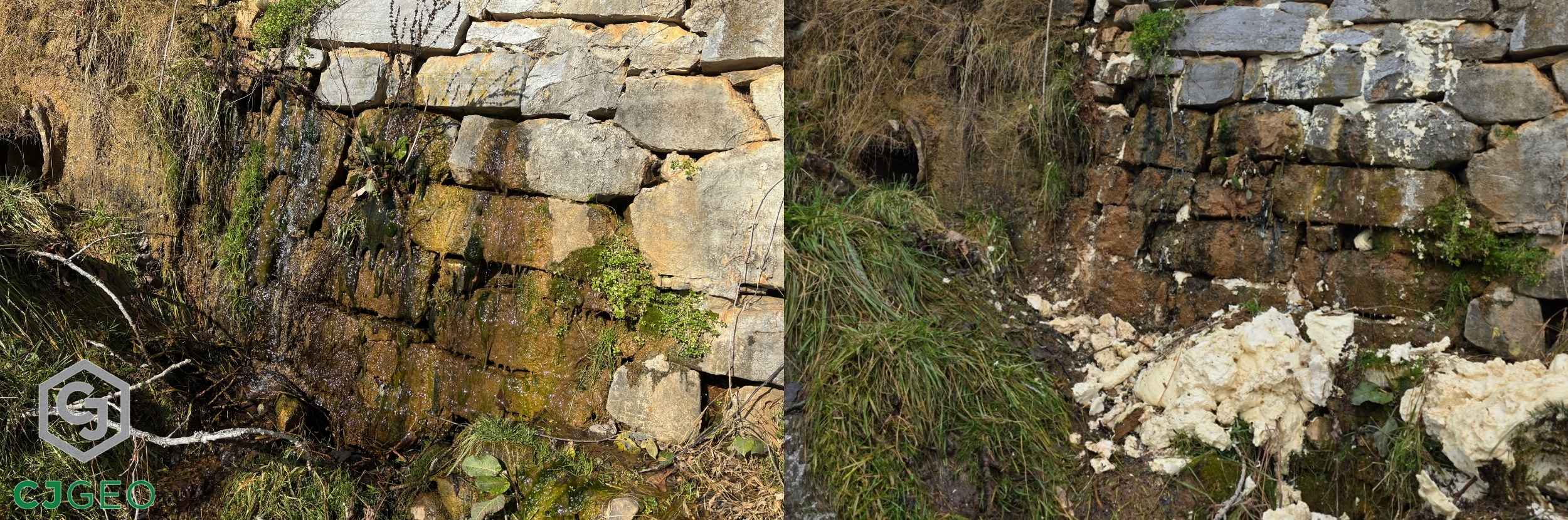 Silver Lake Dam Poly Grouting Before and After