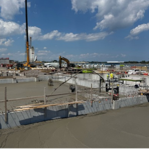 CJGeo pouring cellular grout into the mat slab.