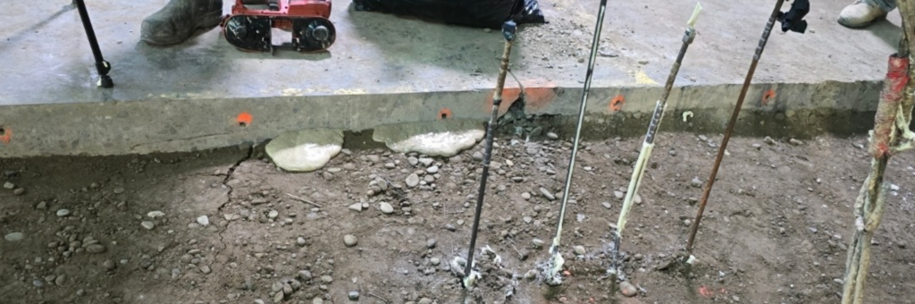 polyurethane grout returning to the surface under concrete